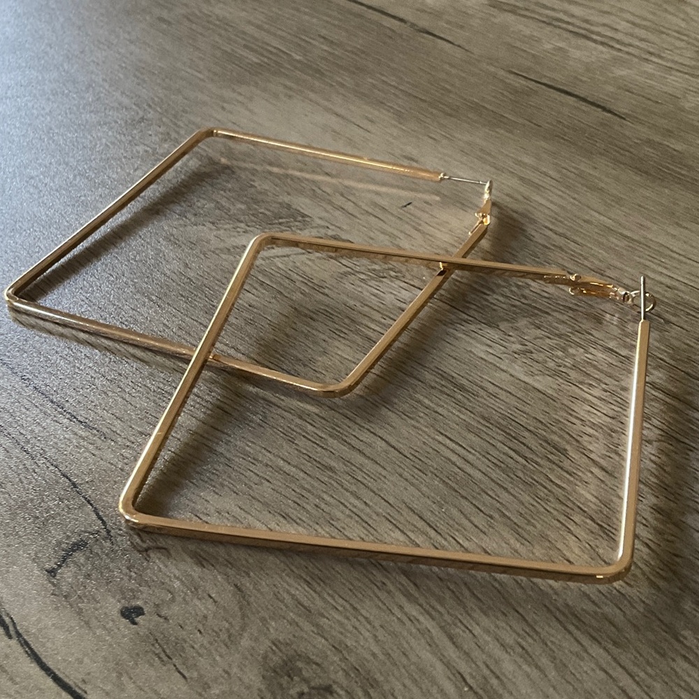 Gold Square Hoop Earrings - Women Jewelry Earrings